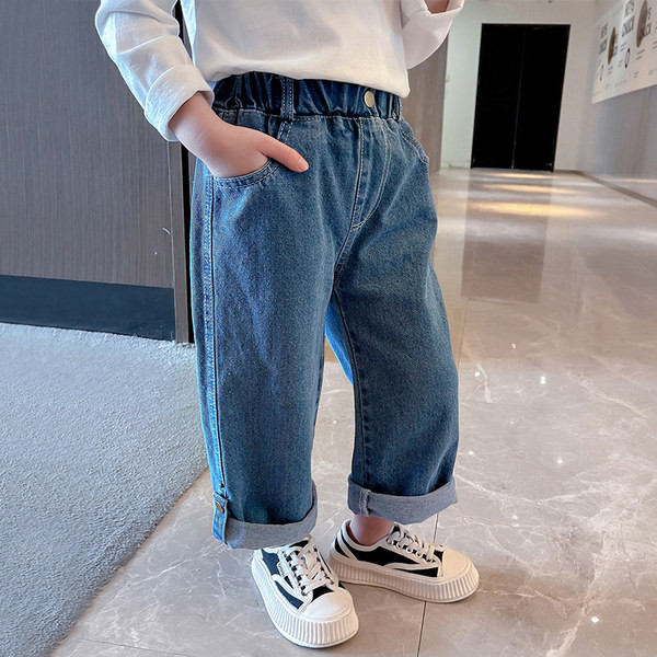 Platūs džinsai su kišenėmis mergaitėms