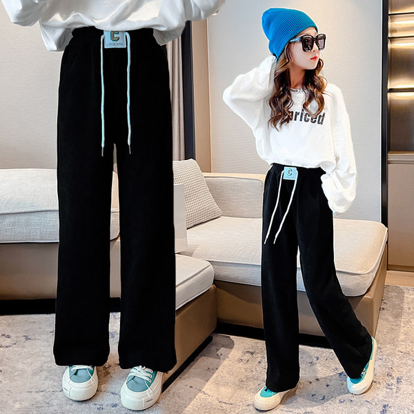 Vaikiškos kelnės aukštu liemeniu su raišteliais