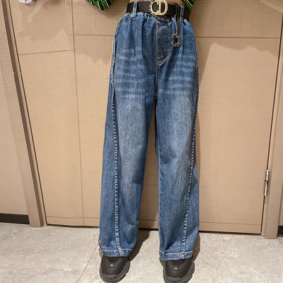 Magas derekú, széles szárú tavaszi farmernadrág lányoknak