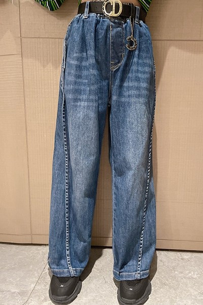 Magas derekú, széles szárú tavaszi farmernadrág lányoknak