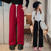 Kõrge vöökohaga nööride ja logoga laia säärega püksid tüdrukutele