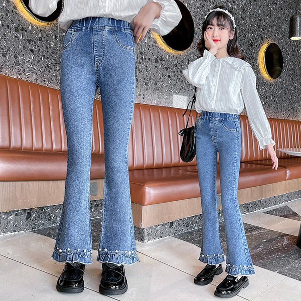 Girls Pearls széles szárú elasztikus farmernadrág