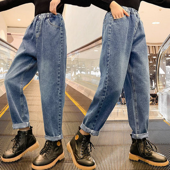 Модерни дънки за момичета с висока талия и джоб