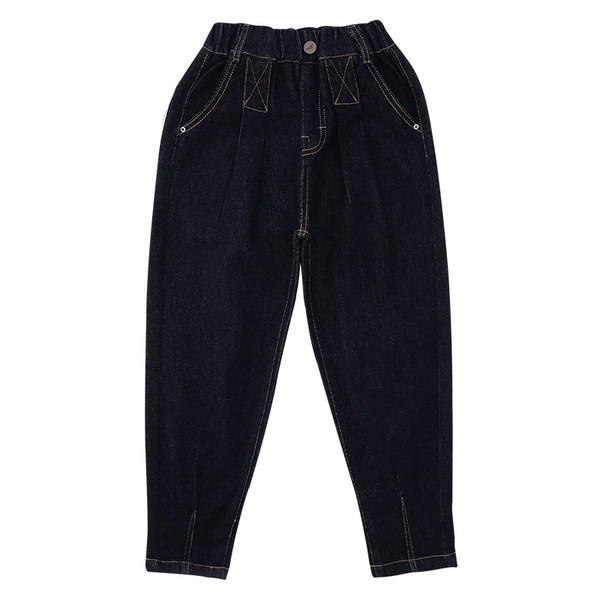 Pavasario-rudens džinsai aukštu juosmeniu ir kišenėmis