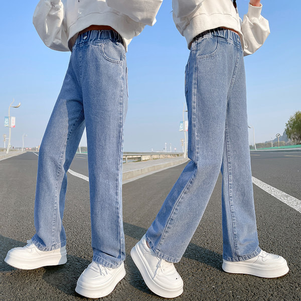 Vaikiški, elastingi džinsai su aplikacijomis mergaitėms