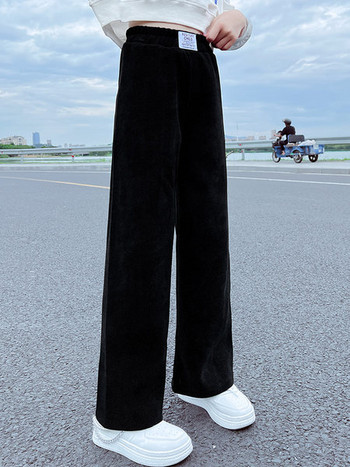 Модерен панталон за момичета с широки крачоли и емблема