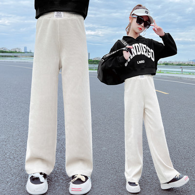 Pantaloni la modă pentru fete cu picior lat și logo