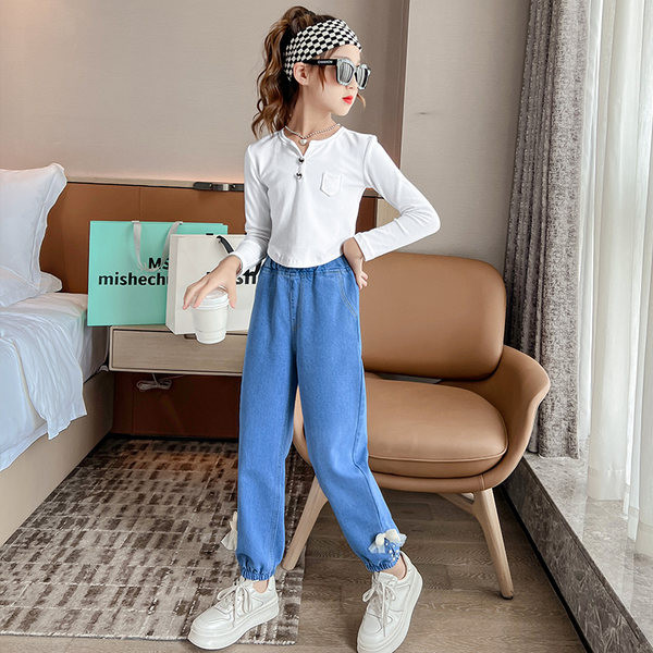 Új modell szalagos gyerekfarmer lányoknak