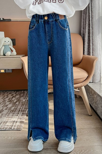 Kék színű széles modell gyerekfarmer lányoknak