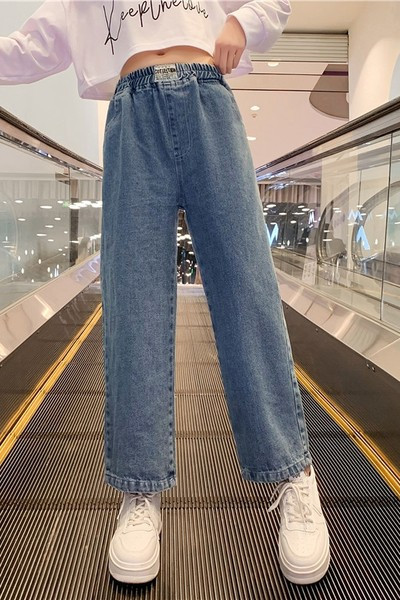 Vaikiški laisvalaikio džinsai aukštu liemeniu