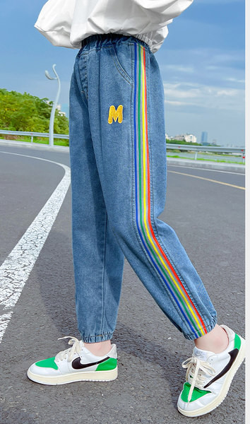 Dječje traperice za djevojčice s rubovima i gumicom