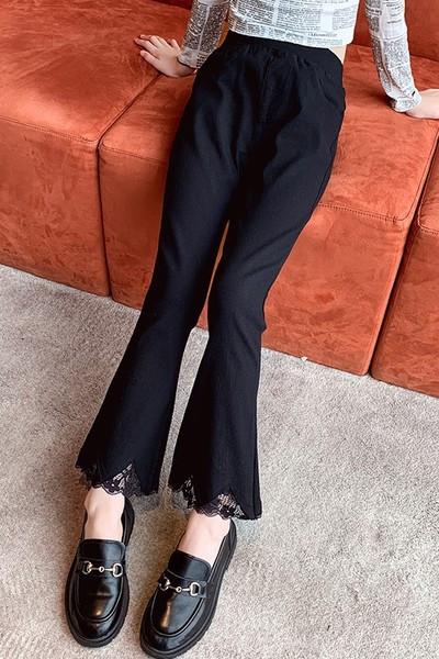 Čarlstono pavasariniai džinsai mergaitėms su nėriniais