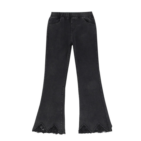 Čarlstono pavasariniai džinsai mergaitėms su nėriniais