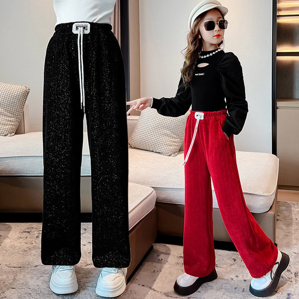 Šiuolaikinės vaikiškos kelnės su raišteliais ir kišenėmis