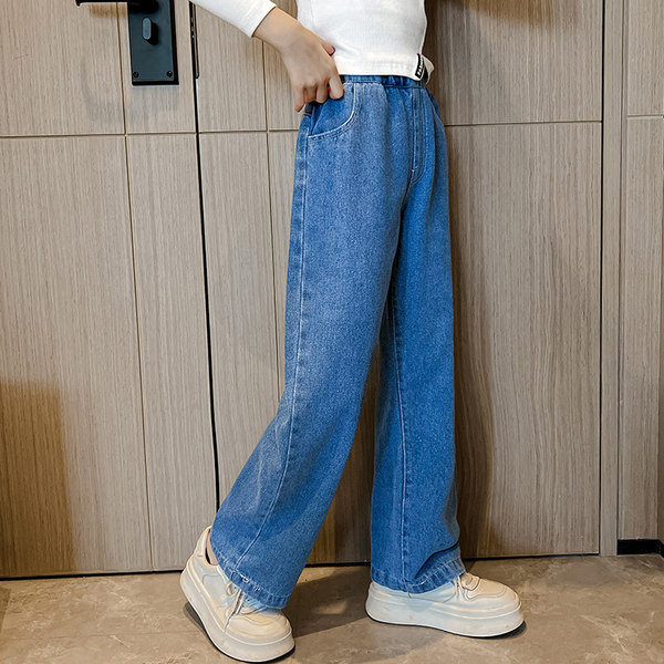 Vaikiški džinsai aukštu liemeniu mergaitėms