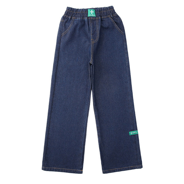 Blugi lați cu talie înaltă pentru fete