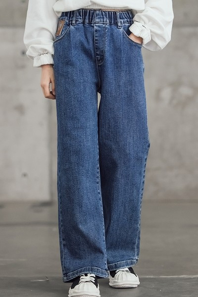 Blugi copii pentru fete model drept cu buzunar