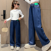 Széles szárú, zsebes gyerekfarmer lányoknak