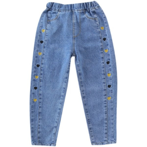 Blugi moderni pentru copii cu inimioare brodate