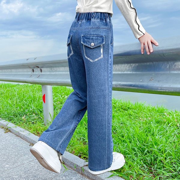 Vaikiški džinsai su elastiniu diržu ir kišene