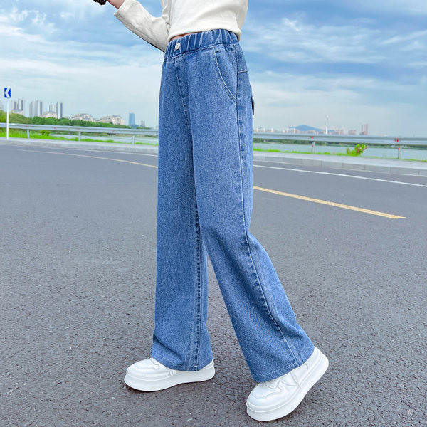 Vaikiški džinsai su elastiniu diržu ir kišene