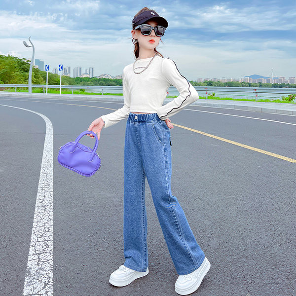 Vaikiški džinsai su elastiniu diržu ir kišene