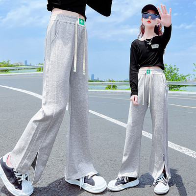 Mergaičių plačios surišamos kelnės