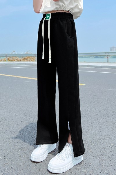 Mergaičių plačios surišamos kelnės