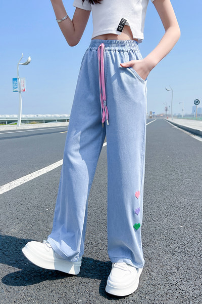 Gyermek nyári farmer lányoknak - széles szárú