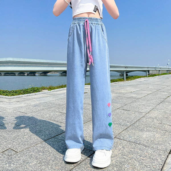 Gyermek nyári farmer lányoknak - széles szárú