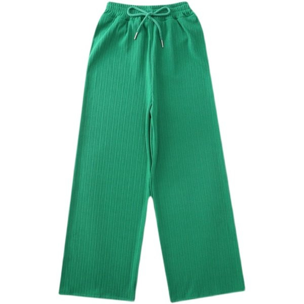 Lezser egyszínű, magas derekú, húzózsinóros széles szárú nadrág lányoknak