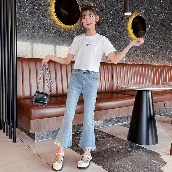 Gyerek széles szárú gyöngyfarmer lányoknak