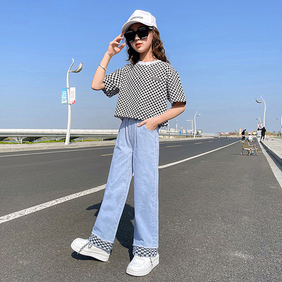 Magas derekú zseb zsebes alkalmi farmernadrág lányoknak