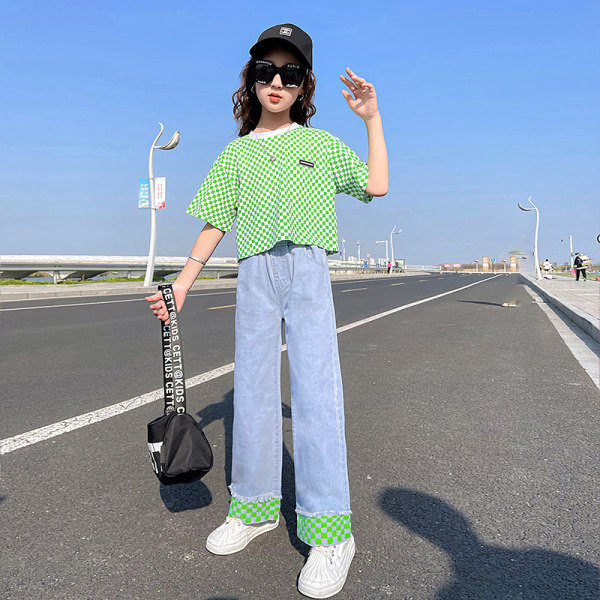 Magas derekú zseb zsebes alkalmi farmernadrág lányoknak