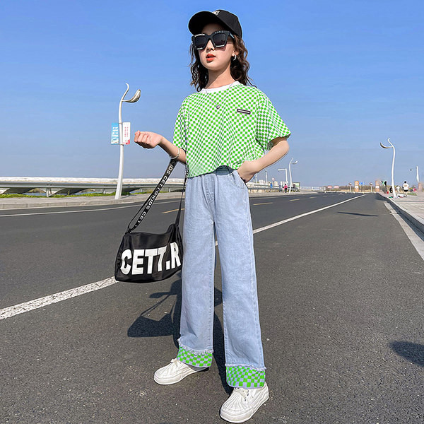 Magas derekú zseb zsebes alkalmi farmernadrág lányoknak