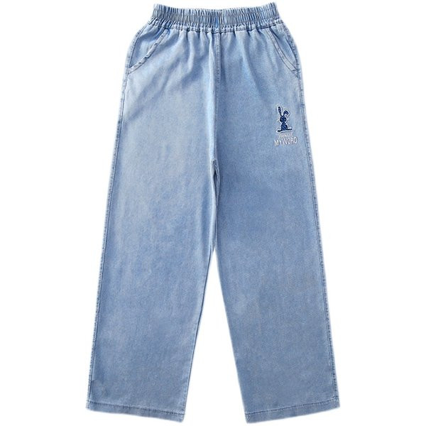 Blugi cu talie inalta cu broderie pentru fete