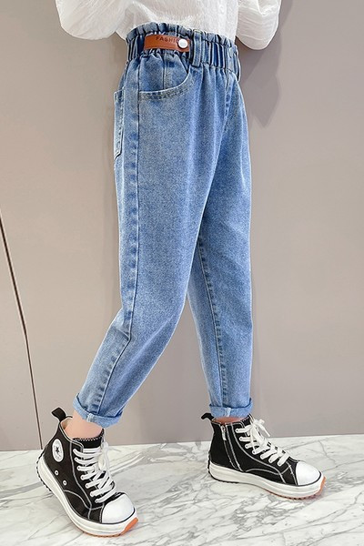 Blugi pentru copii elastici cu buzunar pentru fete