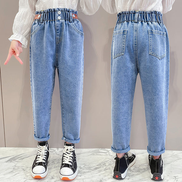 Blugi pentru copii elastici cu buzunar pentru fete