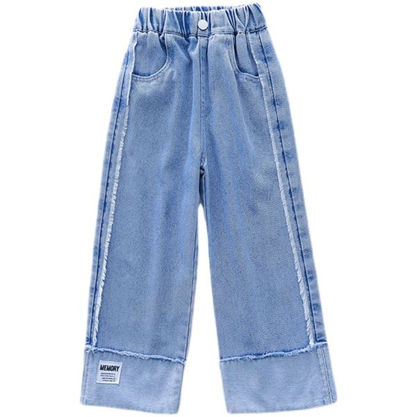 Széles mintás gyerekfarmer lányoknak gumival