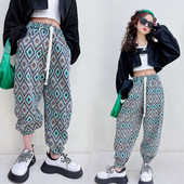 Mergaičių kelnės su plačiu liemeniu su kaklaraiščiais