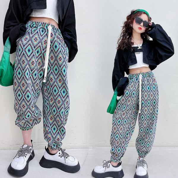 Mergaičių kelnės su plačiu liemeniu su kaklaraiščiais