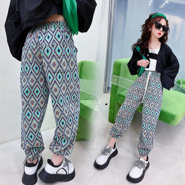 Mergaičių kelnės su plačiu liemeniu su kaklaraiščiais