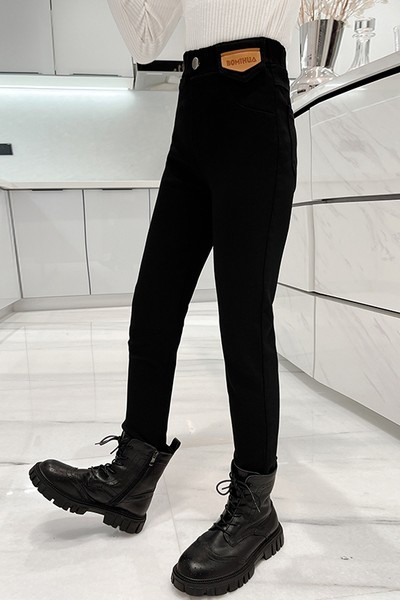 Pantaloni pentru copii cu talie inalta in doua culori