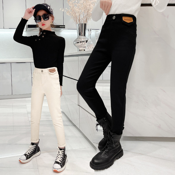 Pantaloni pentru copii cu talie inalta in doua culori