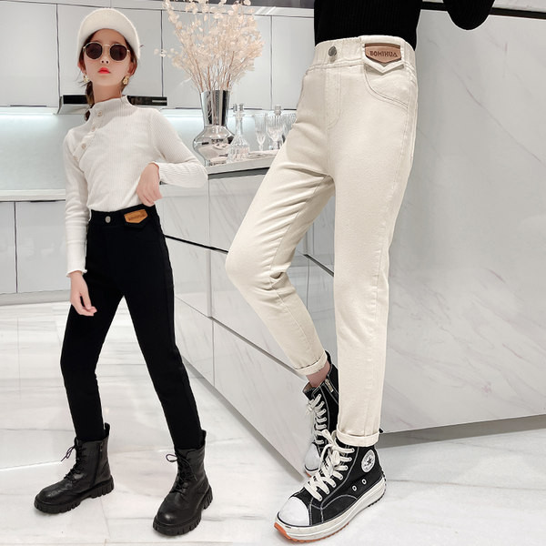 Pantaloni pentru copii cu talie inalta in doua culori