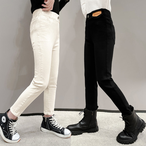 Pantaloni pentru copii cu talie inalta in doua culori