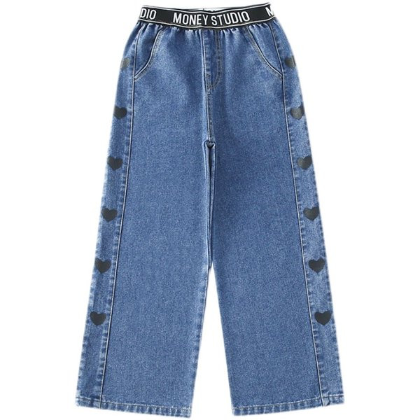 Vaikiški džinsai plačiomis spaudomis mergaitėms