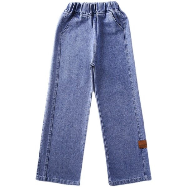 Blugi imprimati cu picioare late pentru fete