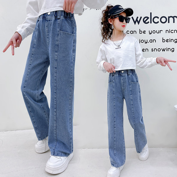 Blugi elastici cu buzunar cu talie inalta pentru fete