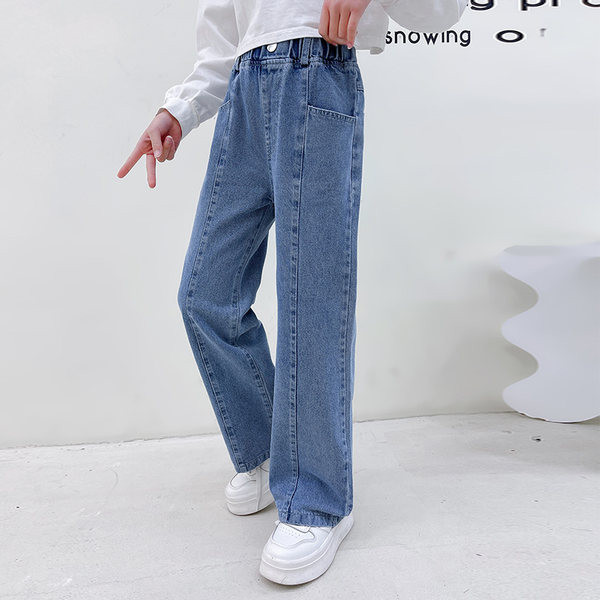 Blugi elastici cu buzunar cu talie inalta pentru fete